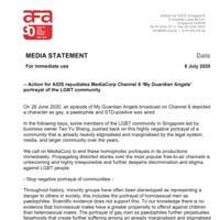 Press Release – Action for AIDS repudiates MediaCorp Channel 8 ‘My Guardian Angels’ portrayal of the LGBT community
