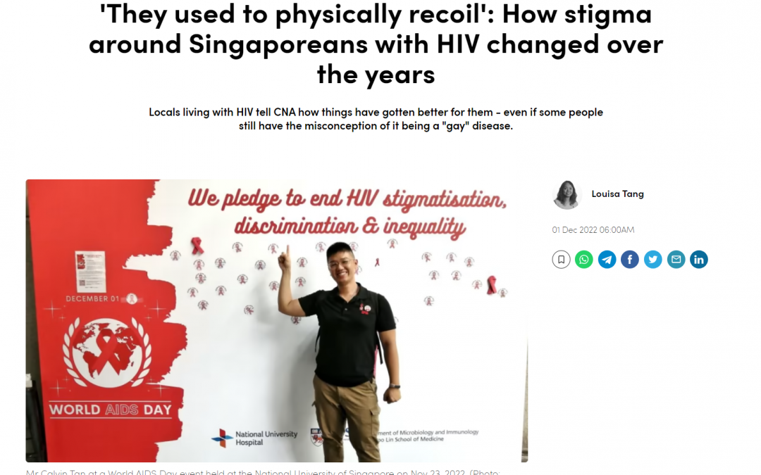 ​​​​​​’They used to physically recoil’: How stigma around Singaporeans with HIV changed over the years (CNA article)